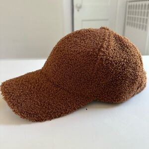 Women’s NEW Camel/Tan/Nude Teddy Wool Plush Adjustable Baseball Cap/Hat, SZ: OS